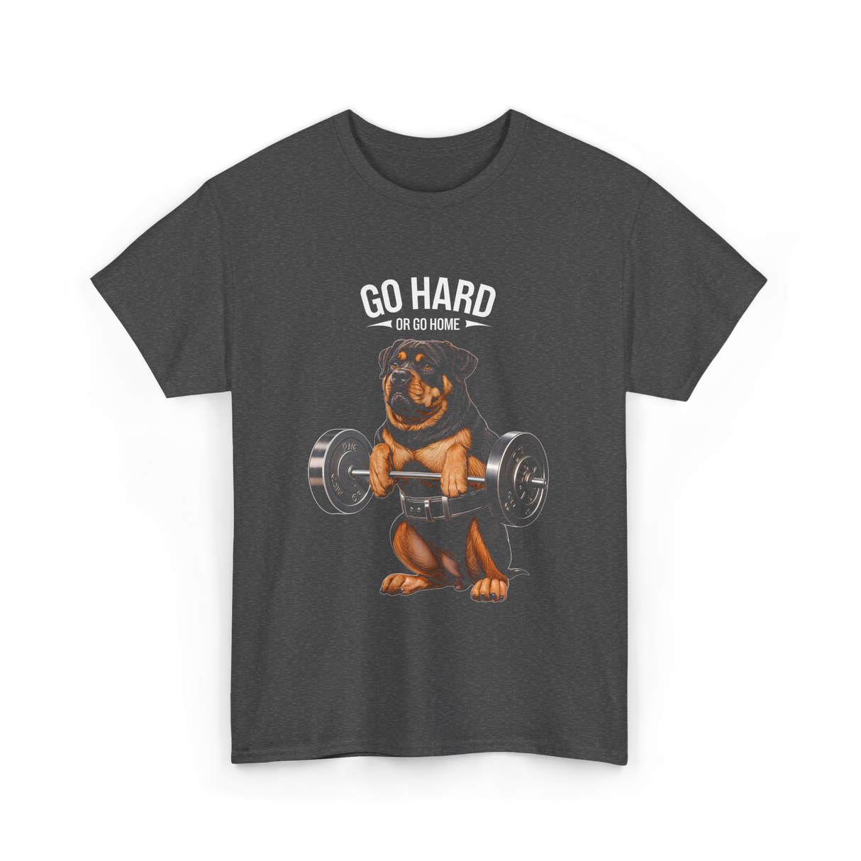 Go Hard Rottweiler Fitness Weightlifting T-Shirt - Dark Heather