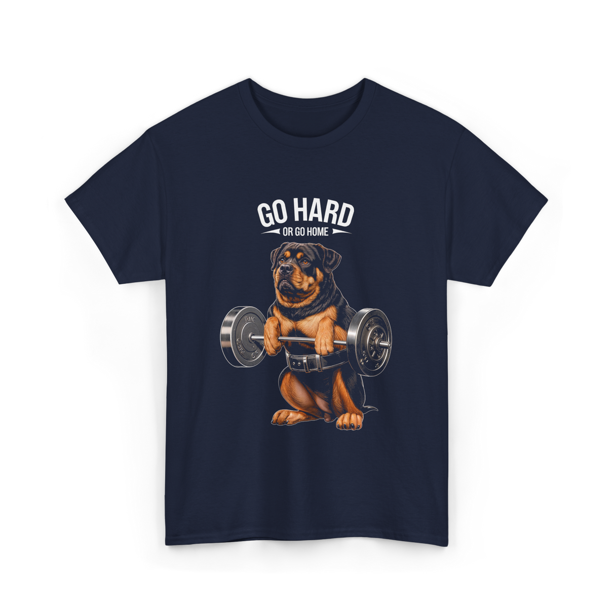 Go Hard Rottweiler Fitness Weightlifting T-Shirt - Navy