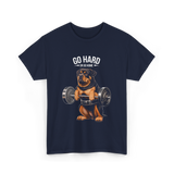 Go Hard Rottweiler Fitness Weightlifting T-Shirt - Navy