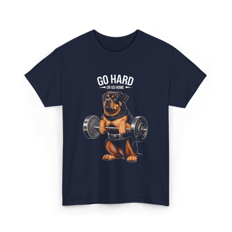 Go Hard Rottweiler Fitness Weightlifting T-Shirt - Navy