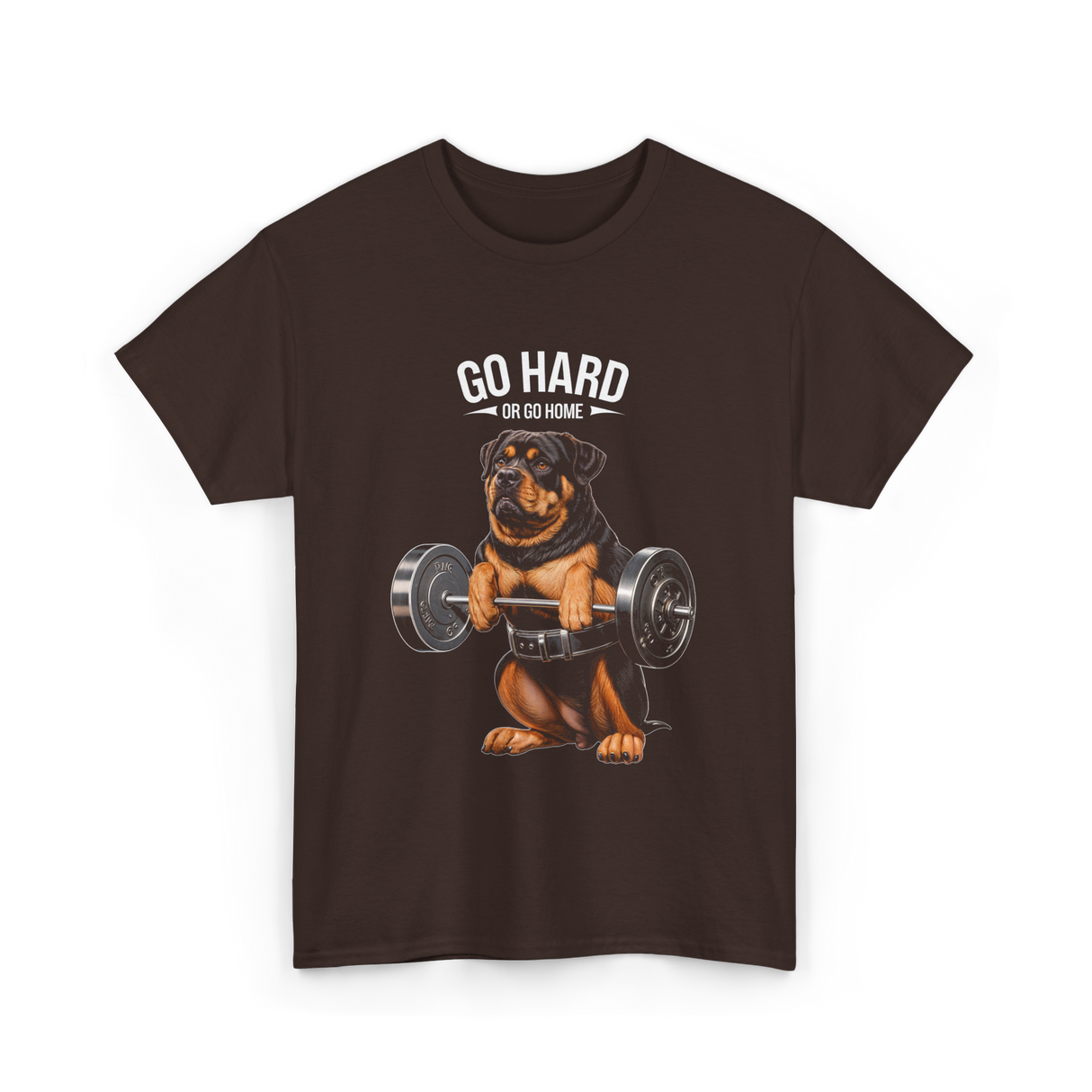 Go Hard Rottweiler Fitness Weightlifting T-Shirt - Dark Chocolate