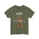 Go Hard Rottweiler Fitness Weightlifting T-Shirt - Military Green