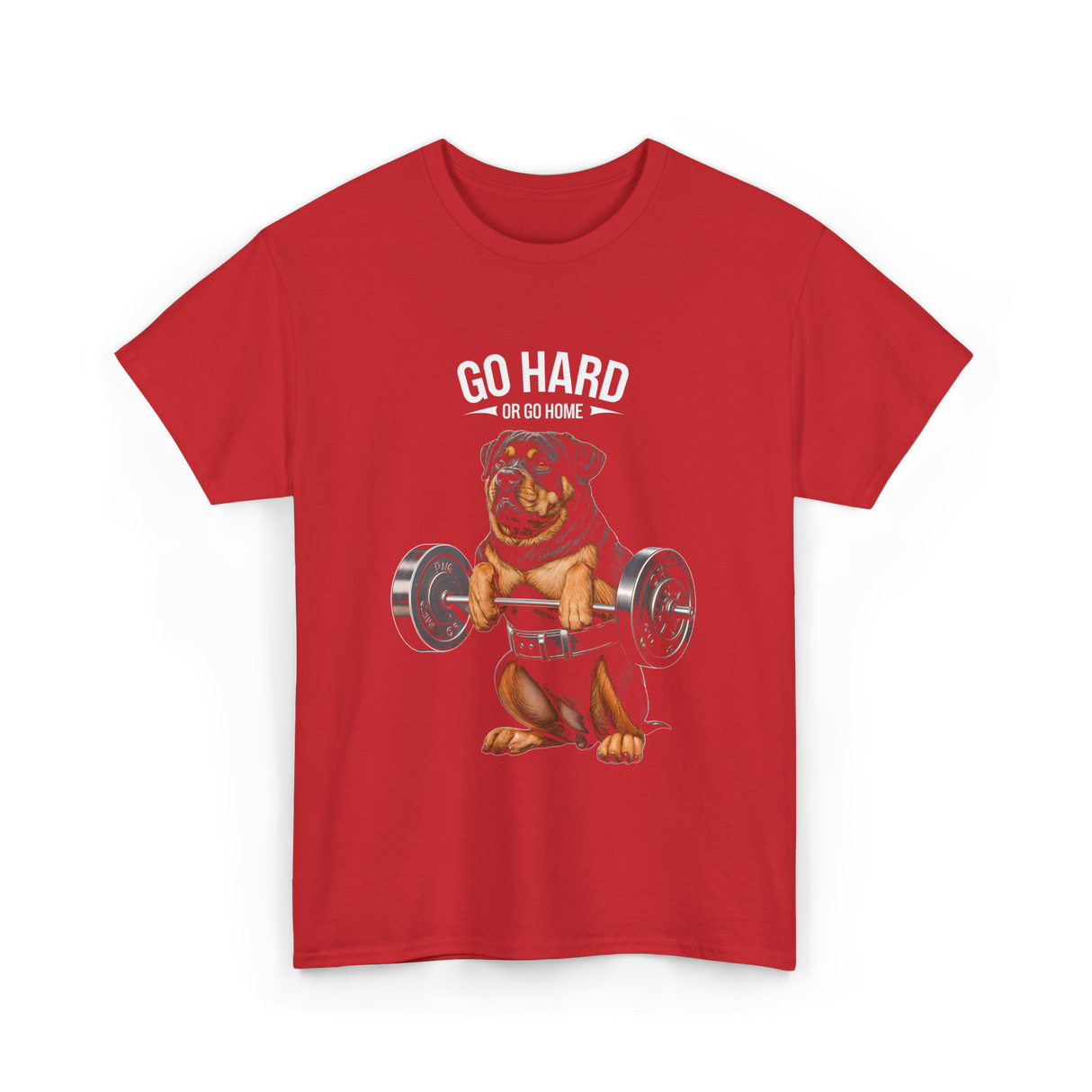 Go Hard Rottweiler Fitness Weightlifting T-Shirt - Red