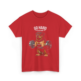 Go Hard Rottweiler Fitness Weightlifting T-Shirt - Red