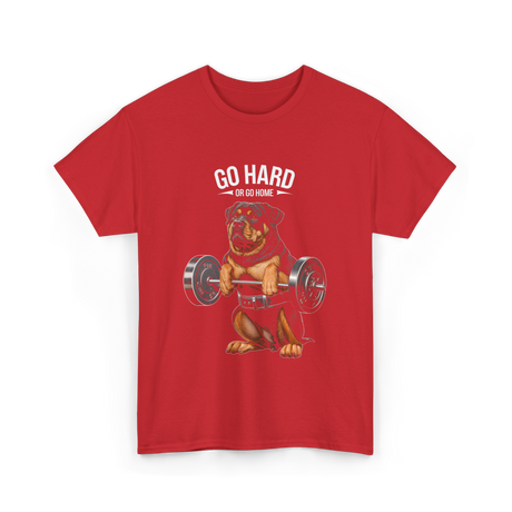 Go Hard Rottweiler Fitness Weightlifting T-Shirt - Red