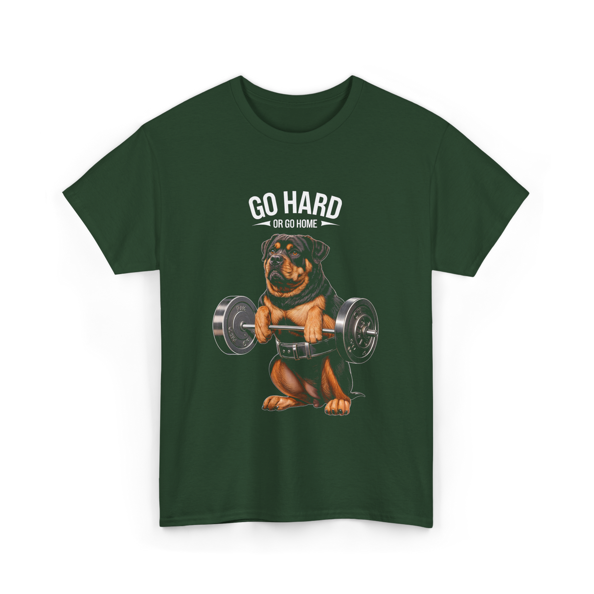 Go Hard Rottweiler Fitness Weightlifting T-Shirt - Forest Green