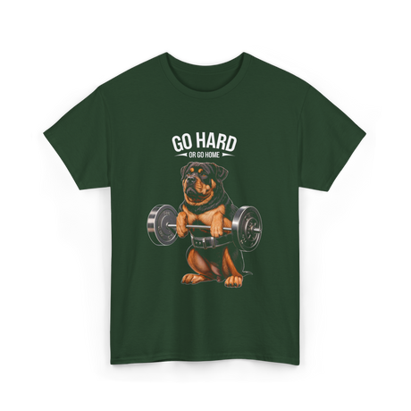 Go Hard Rottweiler Fitness Weightlifting T-Shirt - Forest Green