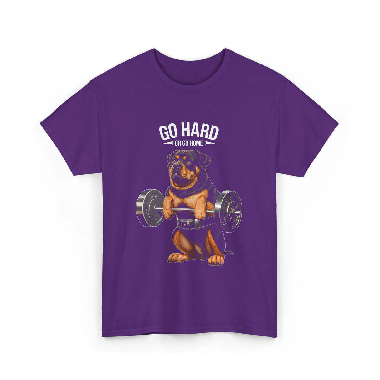 Go Hard Rottweiler Fitness Weightlifting T-Shirt - Purple