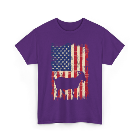 Goat American Flag USA T-Shirt - Purple