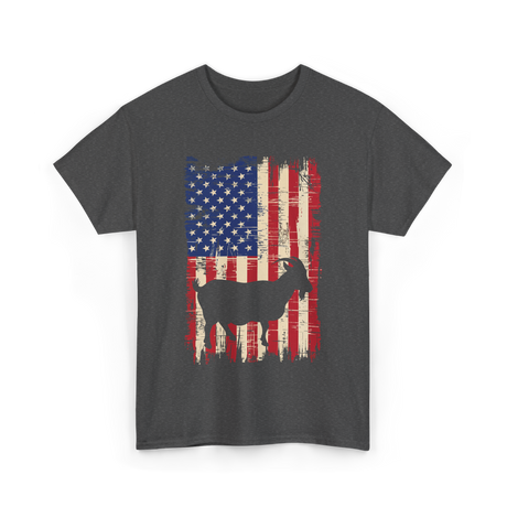 Goat American Flag USA T-Shirt - Dark Heather