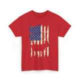 Goat American Flag USA T-Shirt - Red