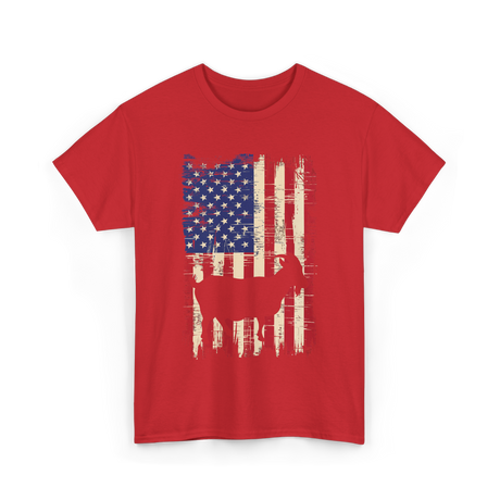 Goat American Flag USA T-Shirt - Red