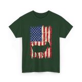 Goat American Flag USA T-Shirt - Forest Green