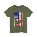 Goat American Flag USA T-Shirt - Military Green