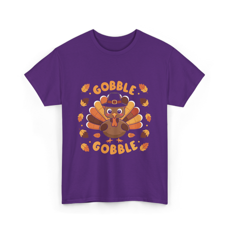 Gobble Gobble Turkey Thanksgiving T-Shirt - Purple