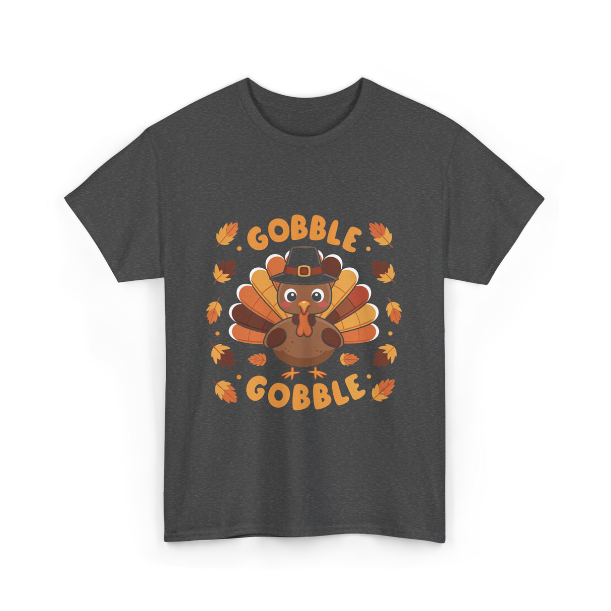 Gobble Gobble Turkey Thanksgiving T-Shirt - Dark Heather