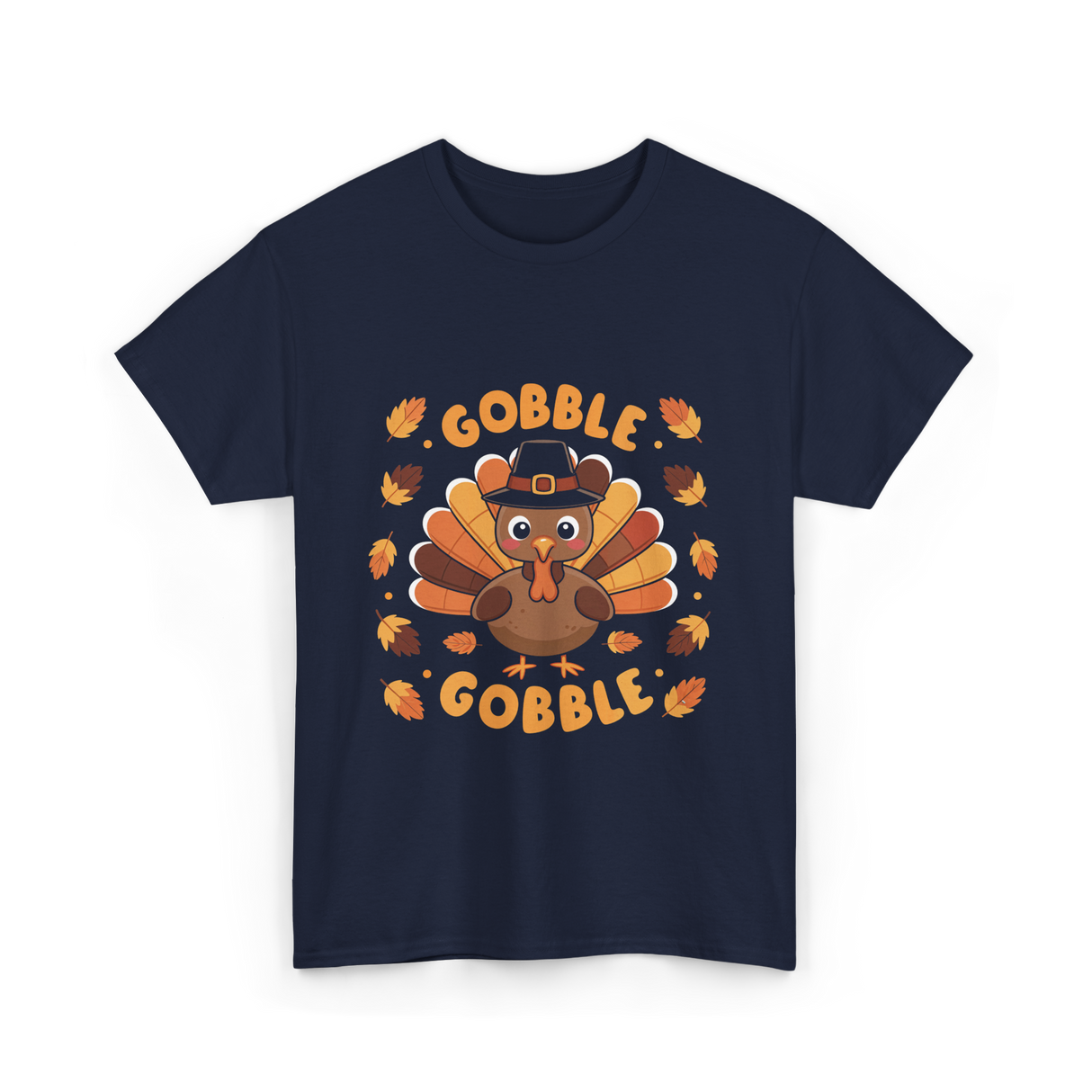 Gobble Gobble Turkey Thanksgiving T-Shirt - Navy