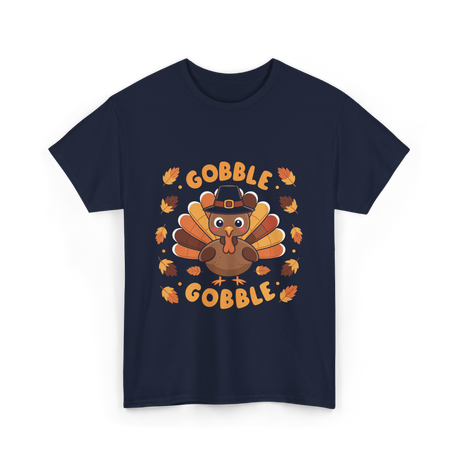 Gobble Gobble Turkey Thanksgiving T-Shirt - Navy