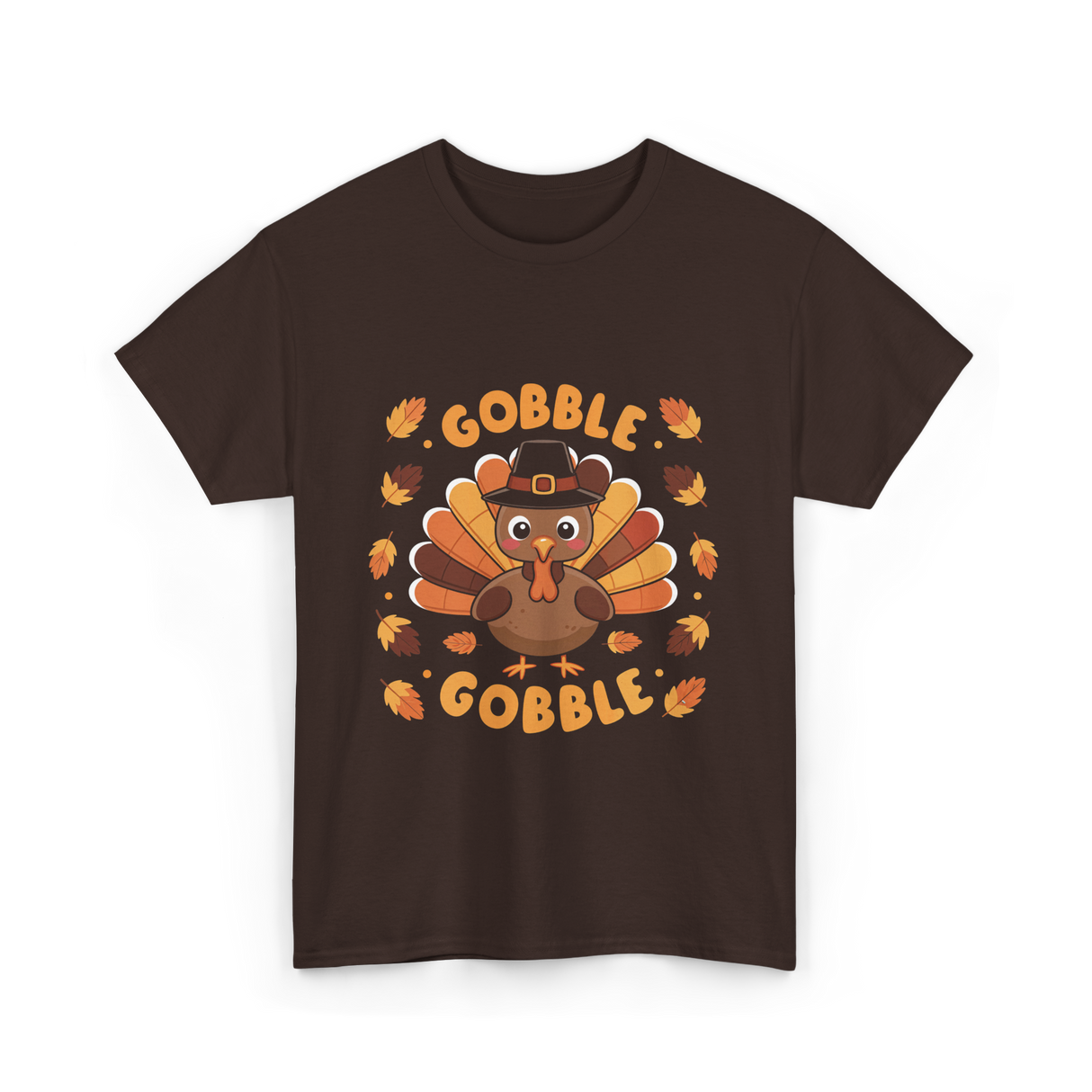 Gobble Gobble Turkey Thanksgiving T-Shirt - Dark Chocolate