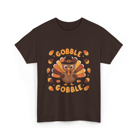 Gobble Gobble Turkey Thanksgiving T-Shirt - Dark Chocolate