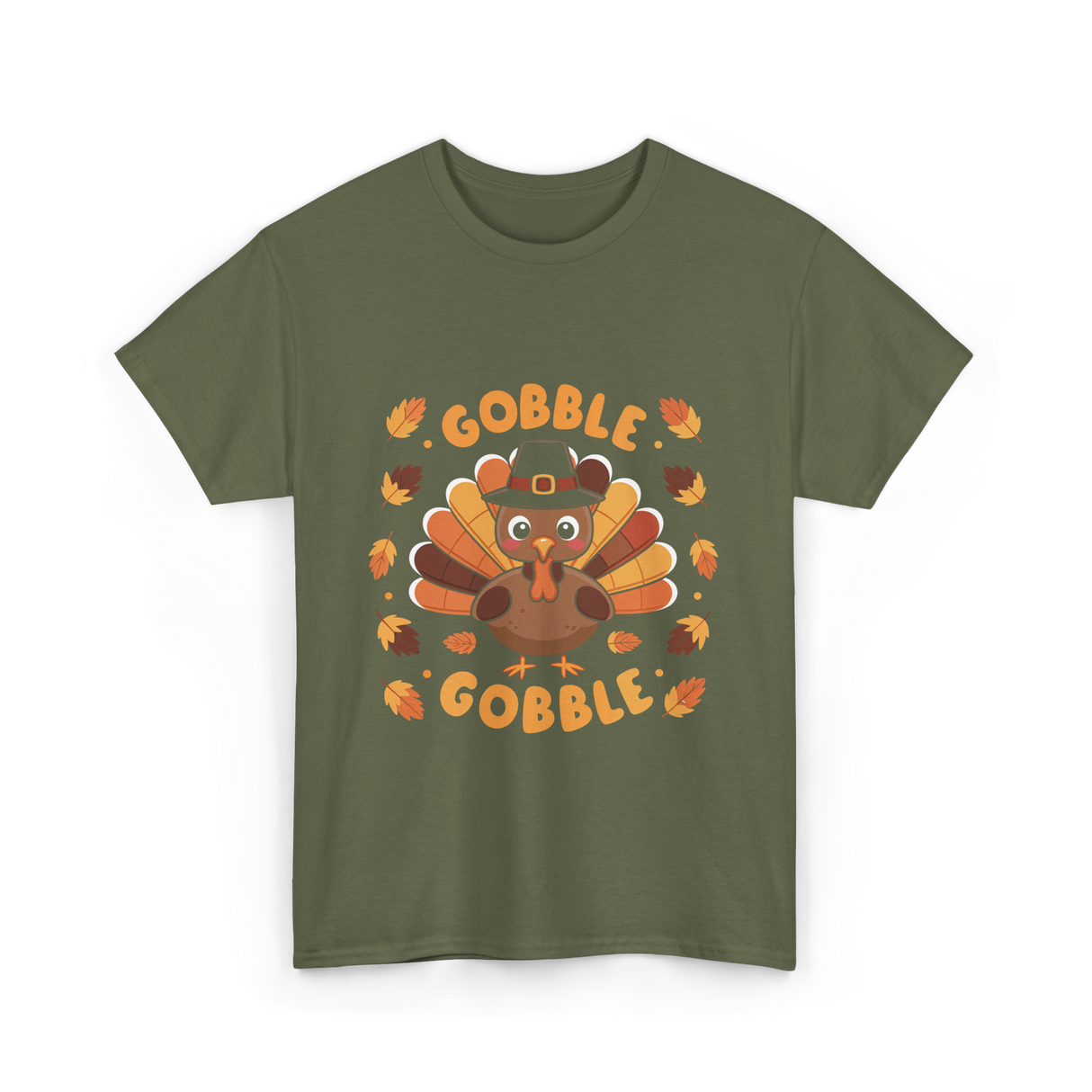 Gobble Gobble Turkey Thanksgiving T-Shirt - Military Green