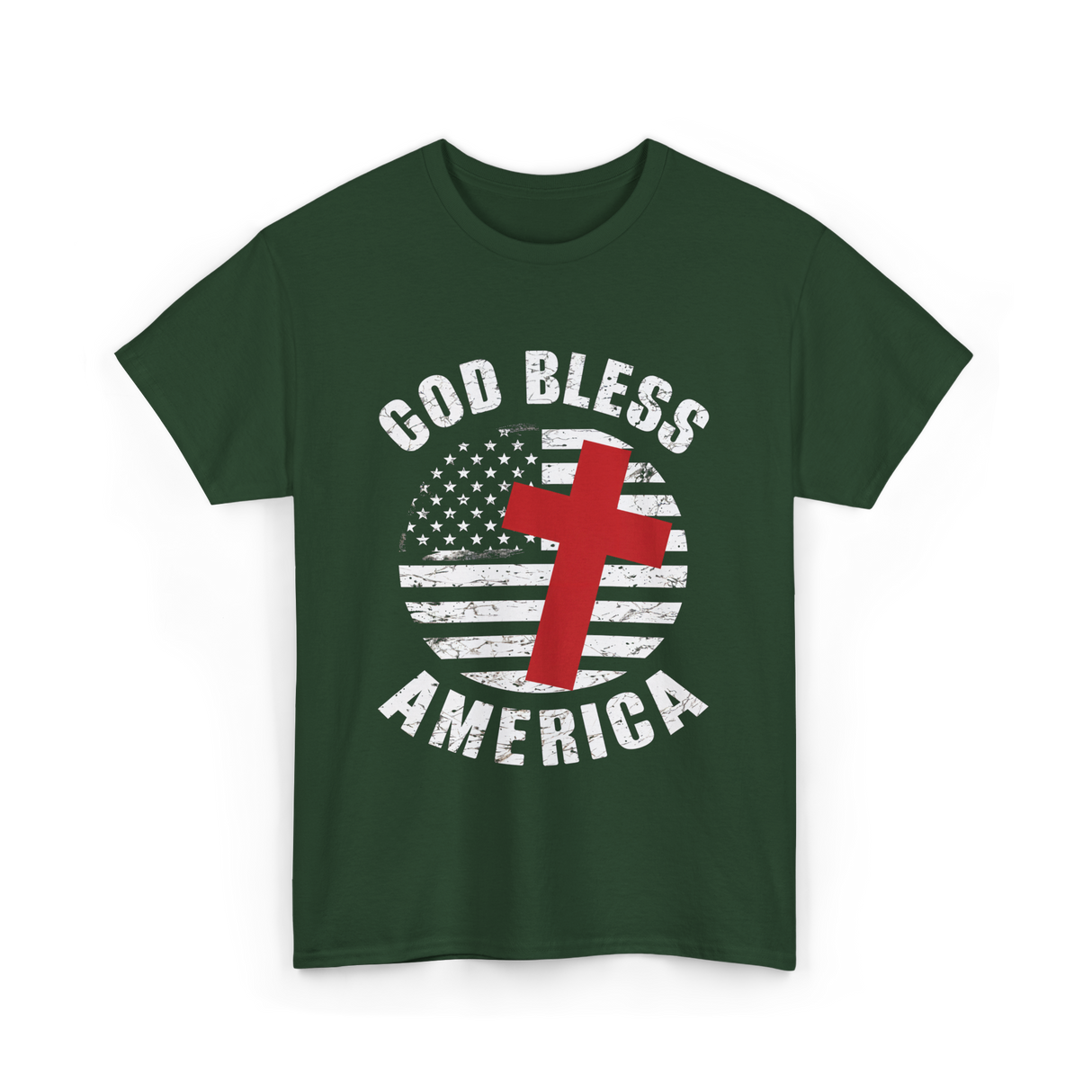 God Bless America Patriot T-Shirt - Forest Green