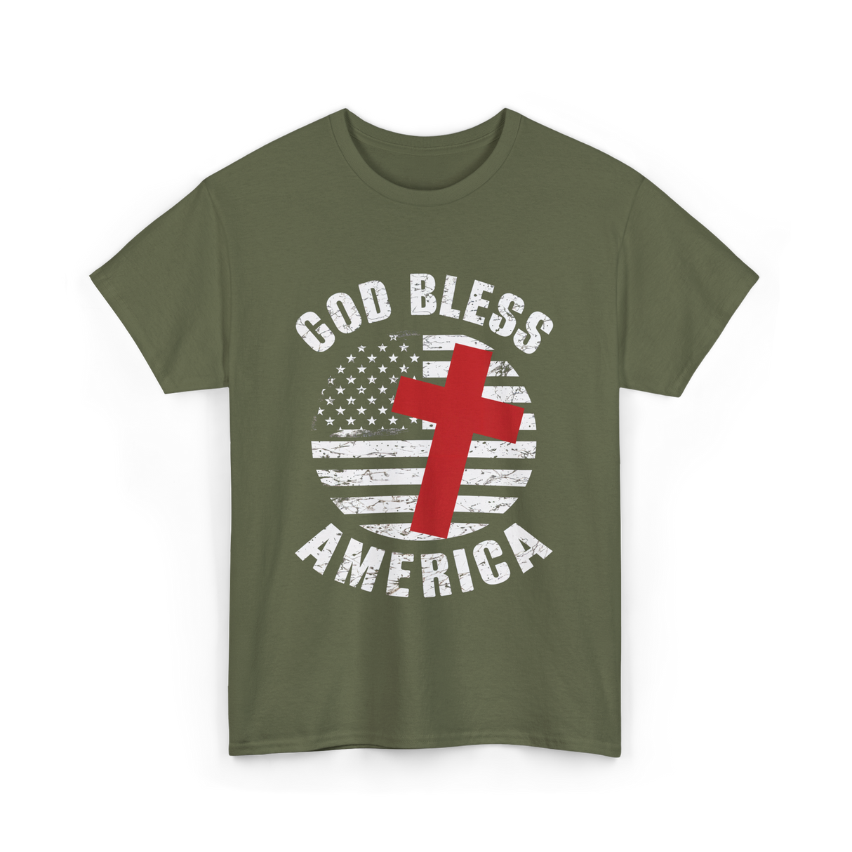 God Bless America Patriot T-Shirt - Military Green