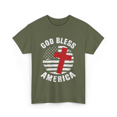 God Bless America Patriot T-Shirt - Military Green