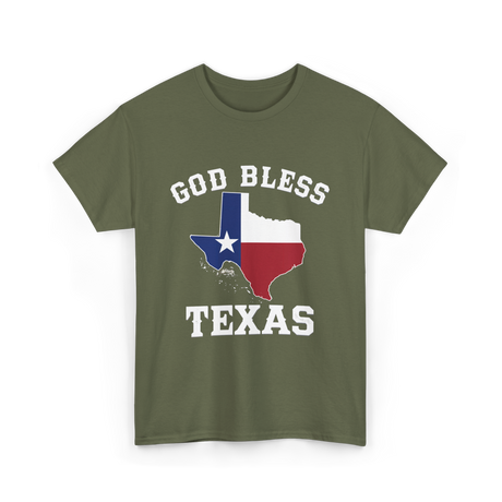 God Bless Texas Texan Pride T-Shirt - Military Green