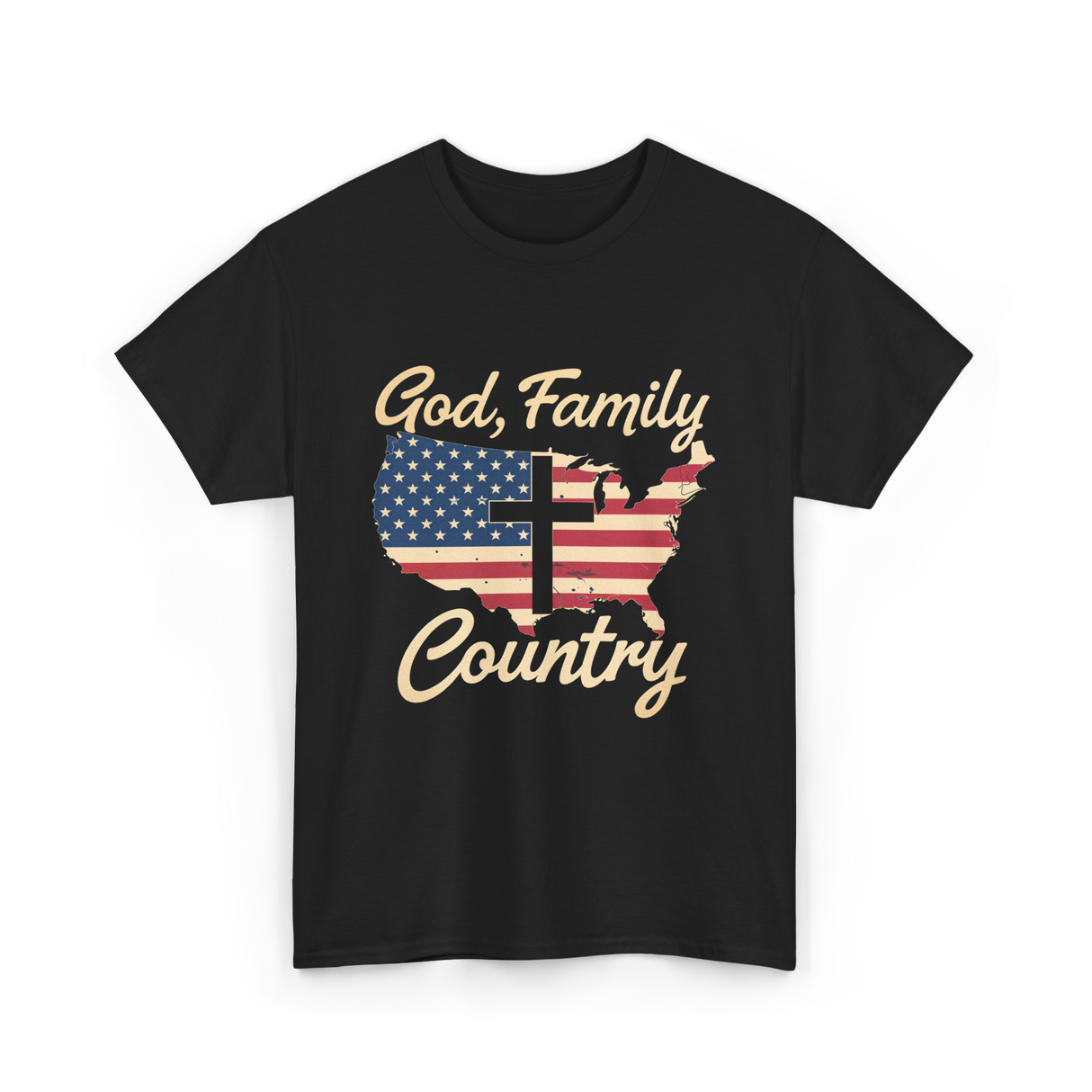 God Family Country Christian T-Shirt - Black