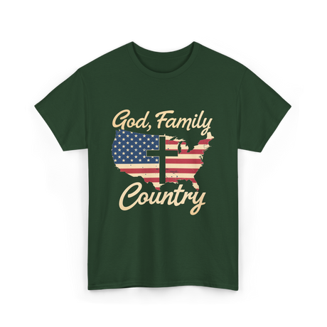 God Family Country Christian T-Shirt - Forest Green