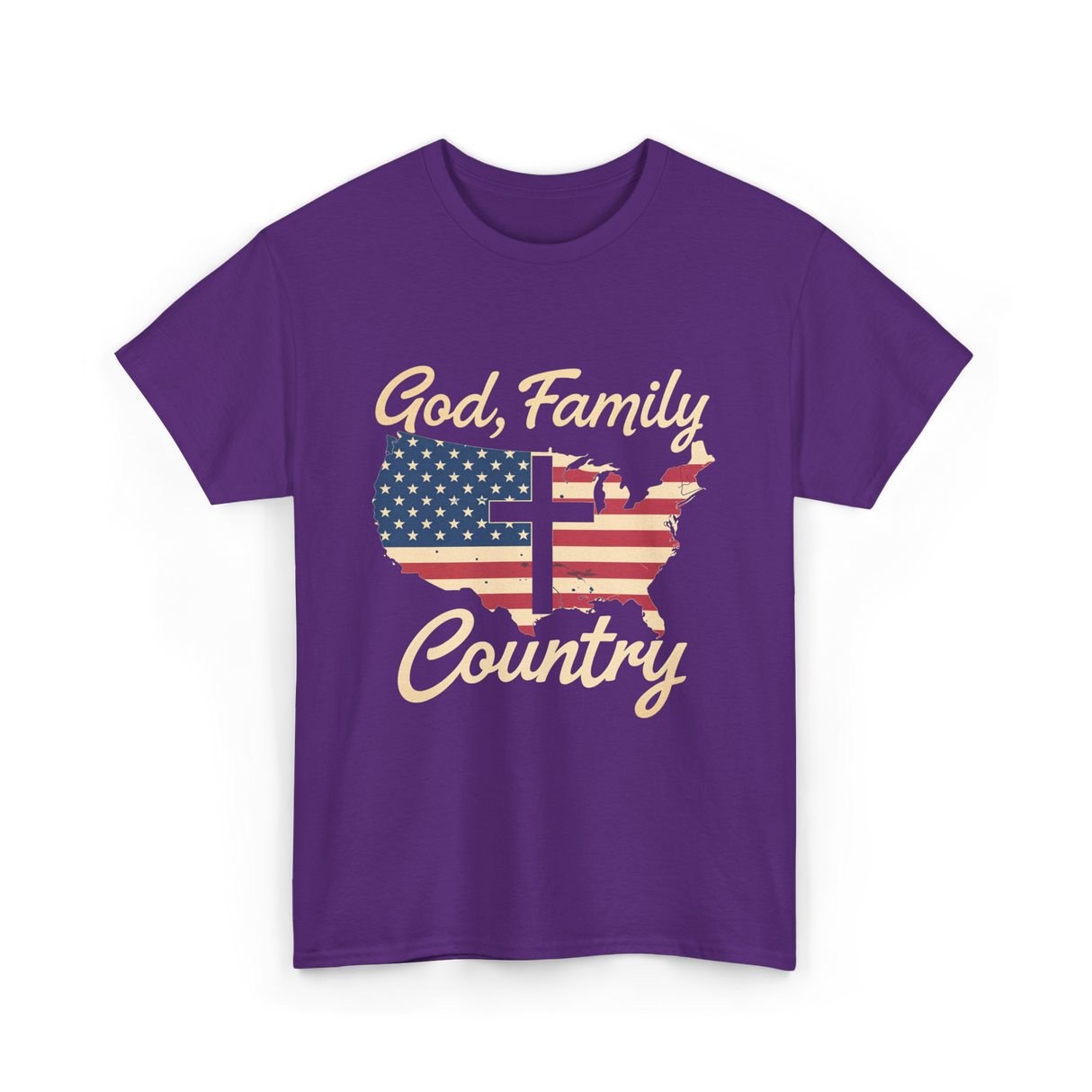 God Family Country Christian T-Shirt - Purple