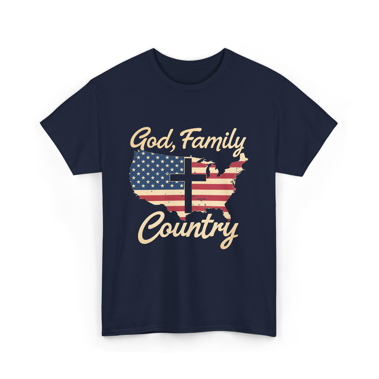 God Family Country Christian T-Shirt - Navy