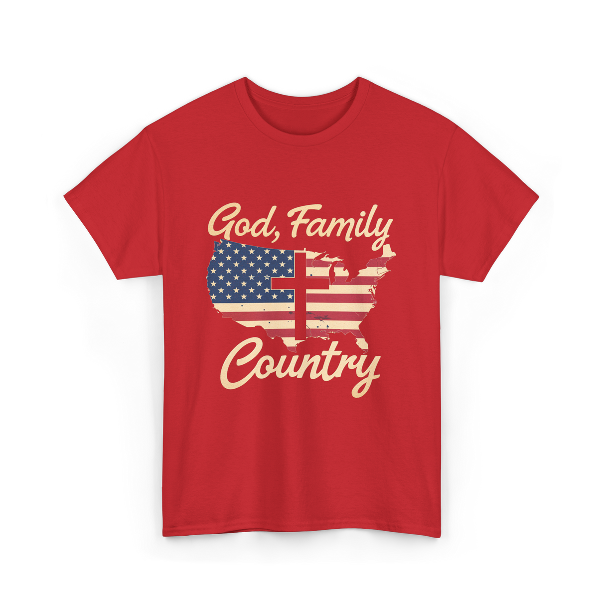 God Family Country Christian T-Shirt - Red