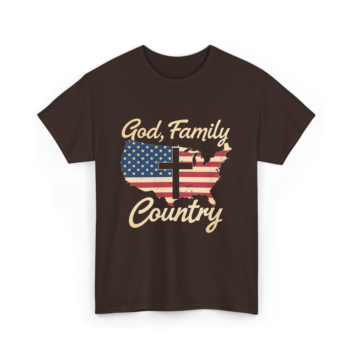 God Family Country Christian T-Shirt - Dark Chocolate