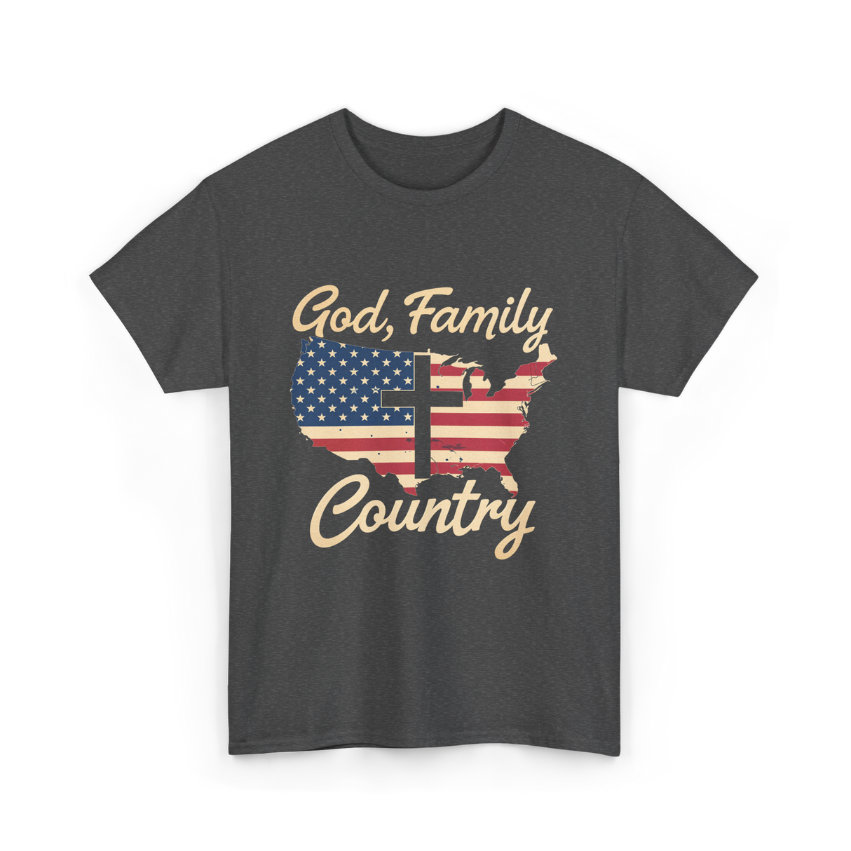 God Family Country Christian T-Shirt - Dark Heather