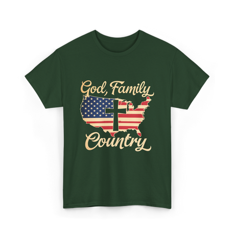 God Family Country Faith T-Shirt - Forest Green