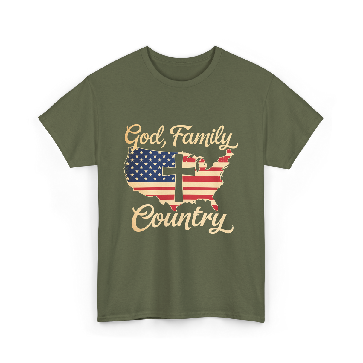 God Family Country Faith T-Shirt - Military Green