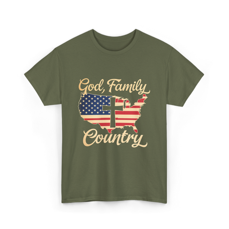 God Family Country Faith T-Shirt - Military Green