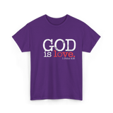 God is Love Christianity Faith T-Shirt - Purple