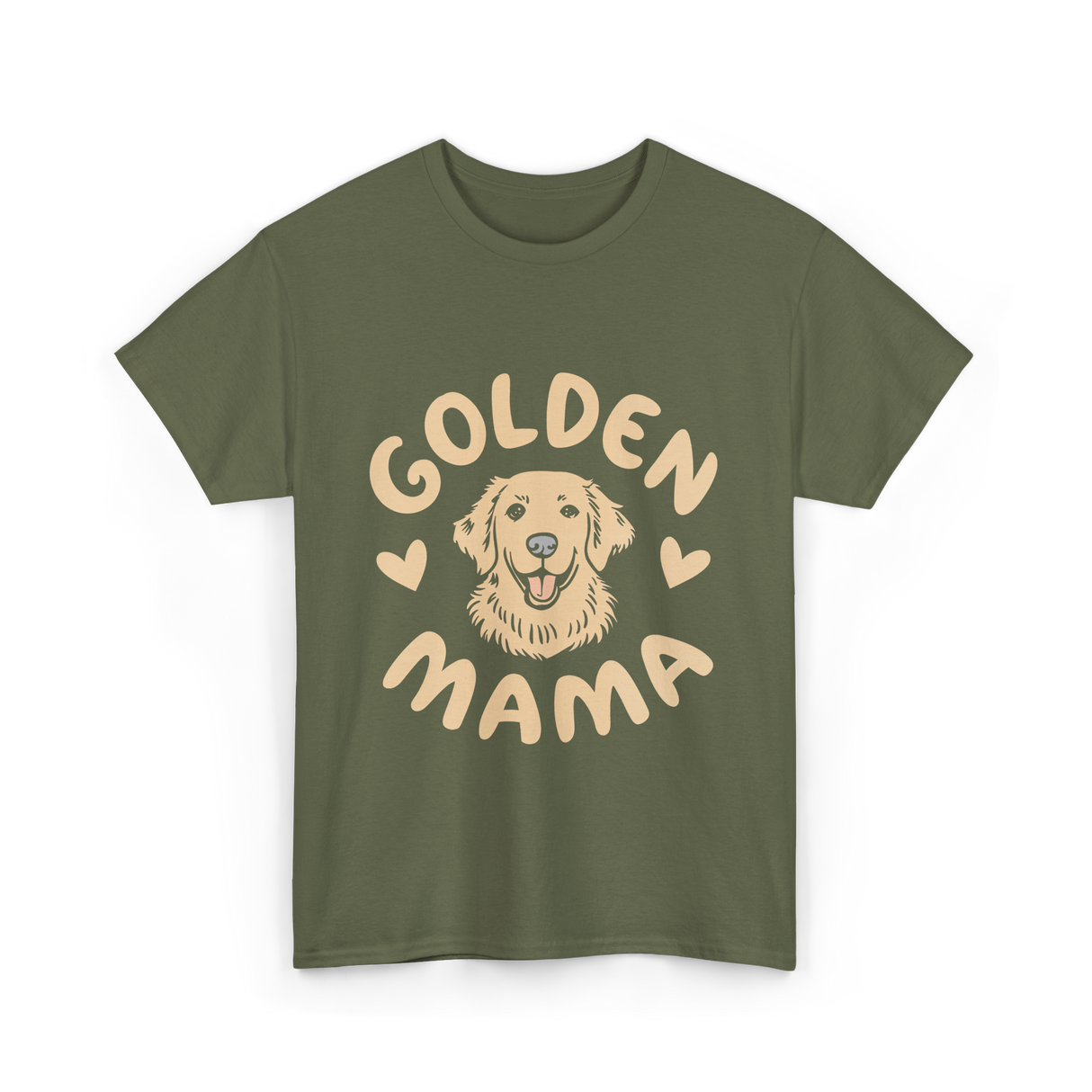 Golden Mama Golden Retriever Dog T-Shirt - Military Green