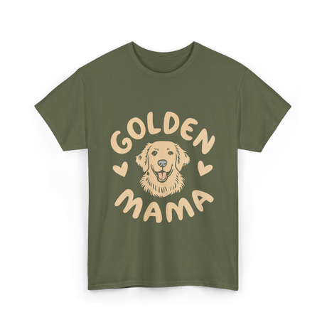 Golden Mama Golden Retriever Dog T-Shirt - Military Green