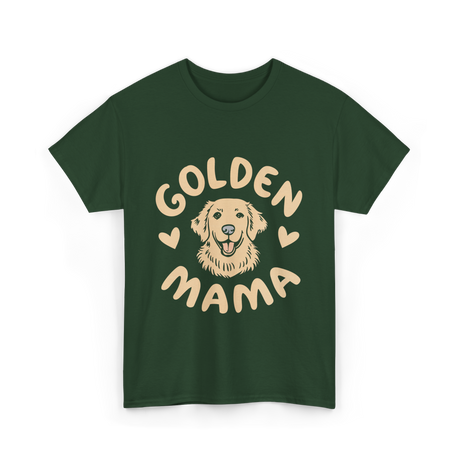 Golden Mama Golden Retriever Dog T-Shirt - Forest Green