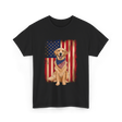 Golden Retriever American Flag Dog T-Shirt - Black