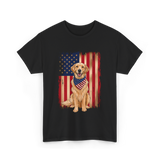 Golden Retriever American Flag Dog T-Shirt - Black