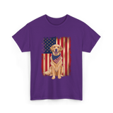 Golden Retriever American Flag Dog T-Shirt - Purple