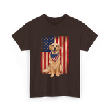 Golden Retriever American Flag Dog T-Shirt - Dark Chocolate