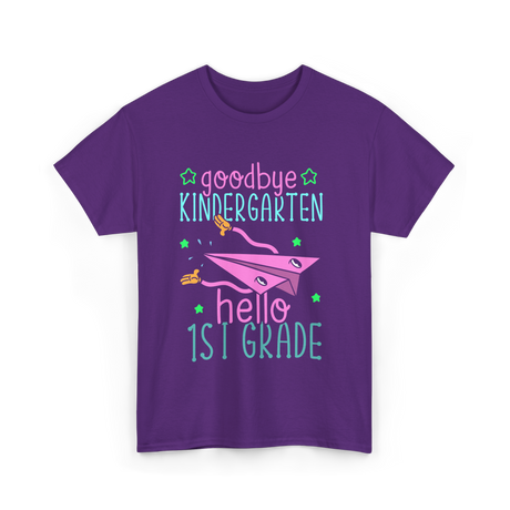 Goodbye Kindergarten Hello 1st Grade School T-Shirt - Purple