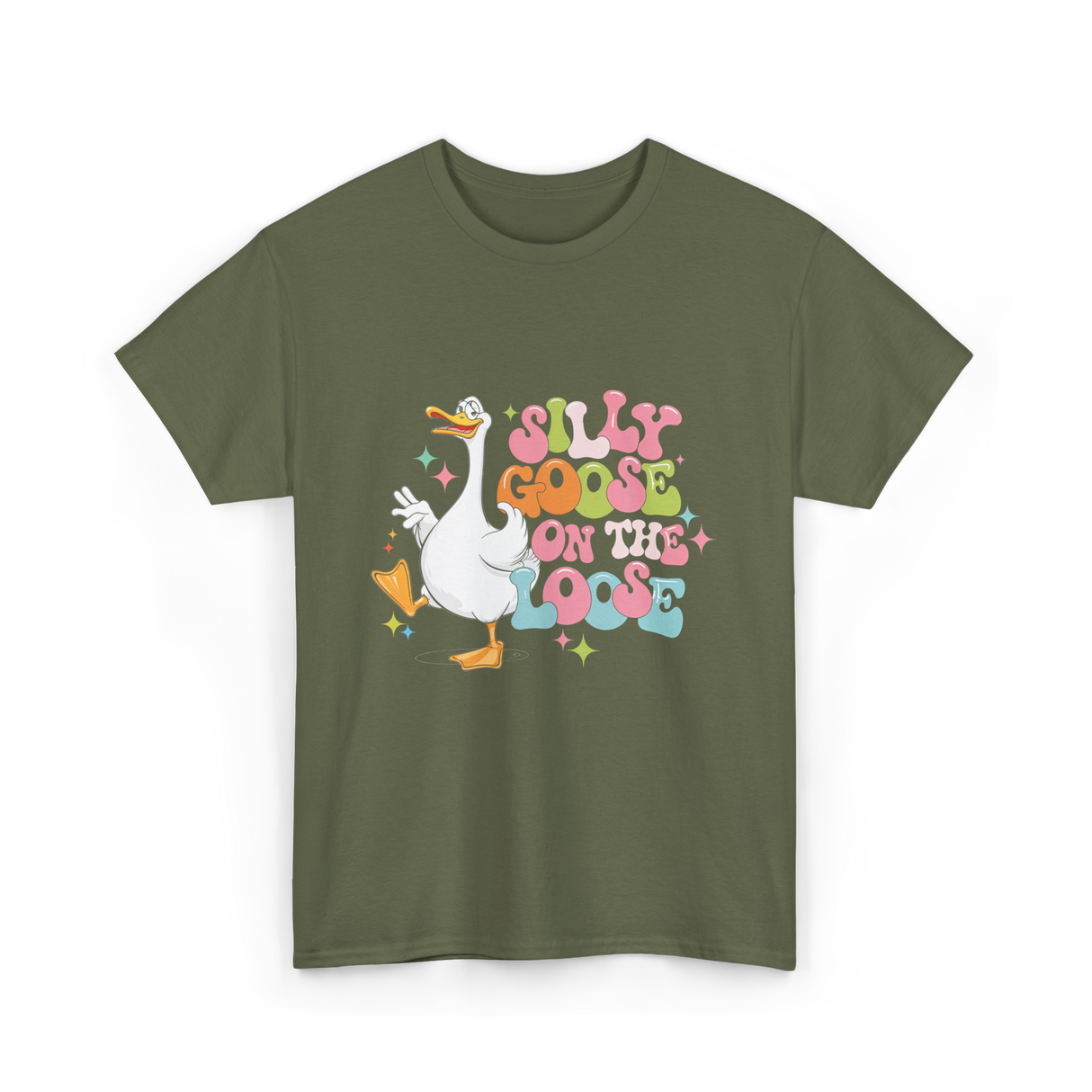 Goose on the Loose T-Shirt - Military Green