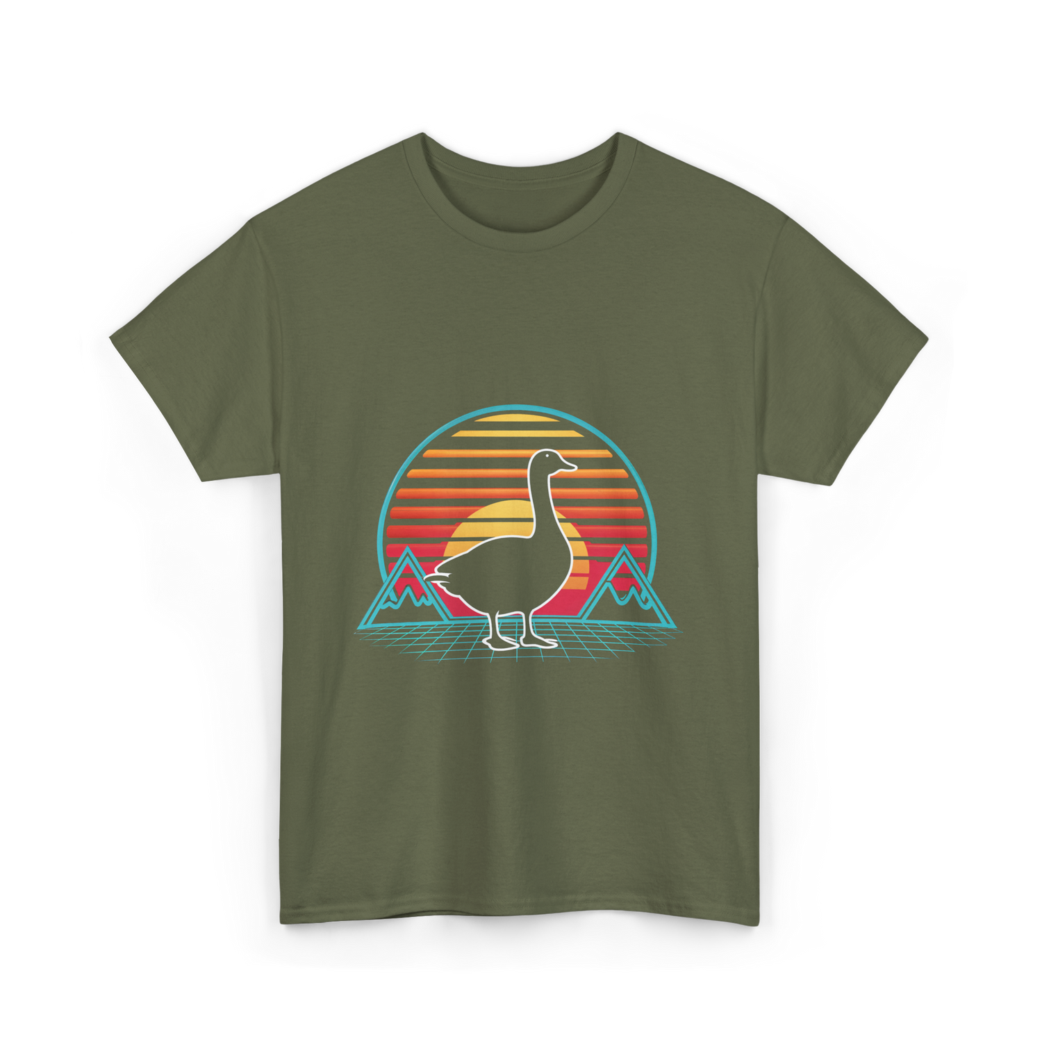 Goose Retro Vintage Animal Lover T-Shirt - Military Green